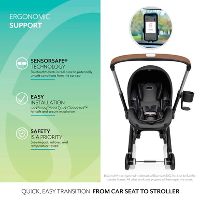 Evenflo Shyft DualRide Infant Car Seat Stroller Combo with Carryall Storage (Boone Gray)