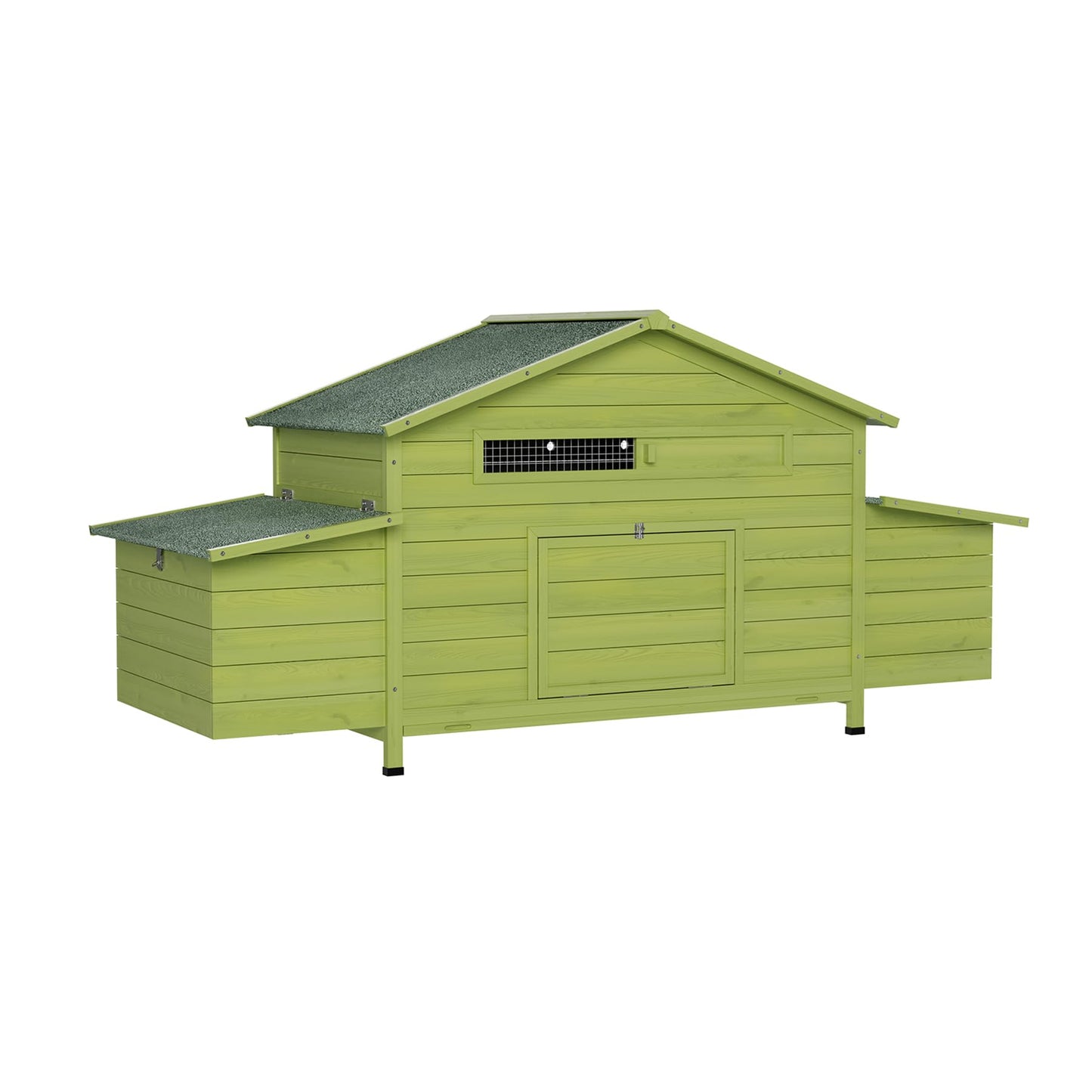 KEIKI Large Wooden Chicken Coop for 6-8 Chickens, Outdoor Hen House, Poultry Pet Hutch Cage with 2 Nesting Boxes, 2 Free-Range Doors, Perch, Pull-Out Tray, Green