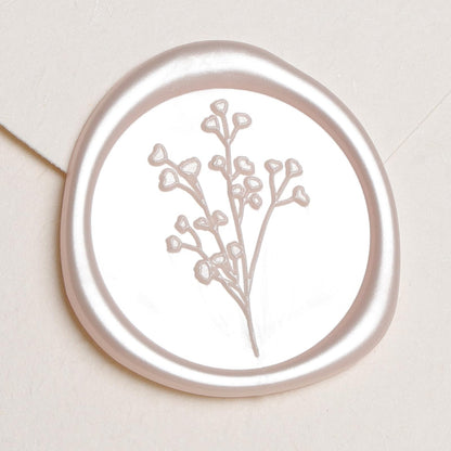 UNIQOOO Wax Seal Stickers - Baby‘s Breath Wedding Invitation Envelope Seal Sticker, Botanical 50 Pcs Self- Adhesive Champagne Stickers, Perfect for Invitation, Gift Wrapping, Crafts (Champagne)