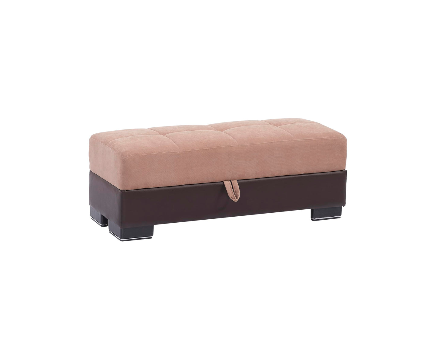 Ottomanson Convertible Storage Ottoman Bench with Lift-Top – Rectangular Bedroom End-of-Bed Storage Bench for Blankets, Living Room Footrest & Extra Seating, Beige