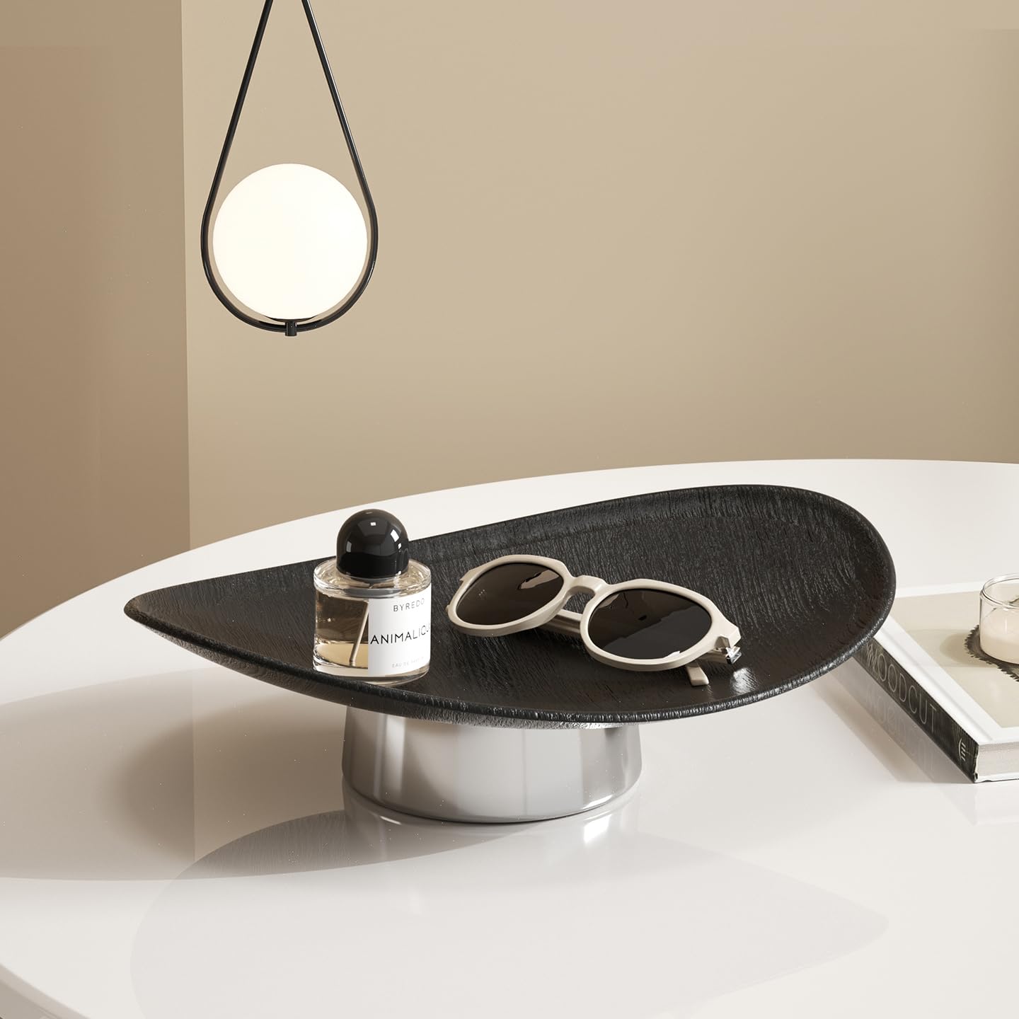 12" Modern Decorative Fruit Bowl for Kitchen Counter - Unique Egg-Shaped Pedestal Centerpiece Bowl for Dining Table, Abstract Resin Catchall Key Bowl for Entryway Table, Chic Coffee Table Decor Gift