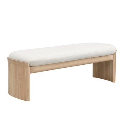 Christopher Knight Home Paxton Fabric Upholstered Ottoman Bench, Rectangular Foot Stools Ottoman, Entryway Wood Ottoman Footrest, Bedroom End of Bed Footstool,Living Room Sofa Extra Seat,Beige+Natural