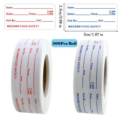 DeliaVo 1000 Pcs Freezer Labels, 1 x 2 Inch Food Labels Stickers, Removable Labels for Food Containers - Easy to Write On(2 Rolls, 2 Colors)