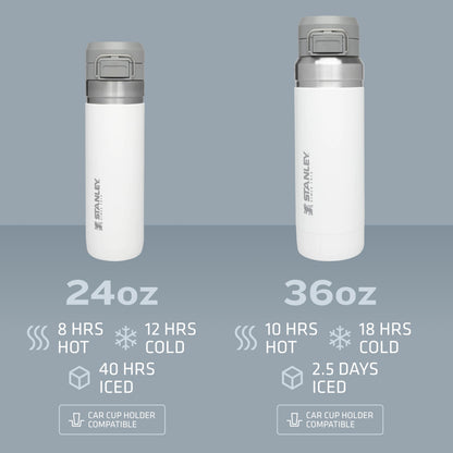 Stanley Quick Flip GO Water Bottle 24 oz | Push Button Lid | Leakproof and Packable for Travel and Sports | Insulated Stainless Steel | BPA-Free | Black 2.0