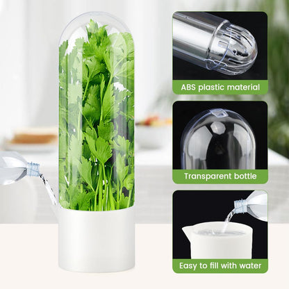 Cramelith 3PCS Herb Keeper for Refrigerator + Herb Stripper, Cilantro Container for Fridge, Vegetable Preservation Bottle for Cilantro, Mint, Keeps Greens Fresh for 2-3 Weeks
