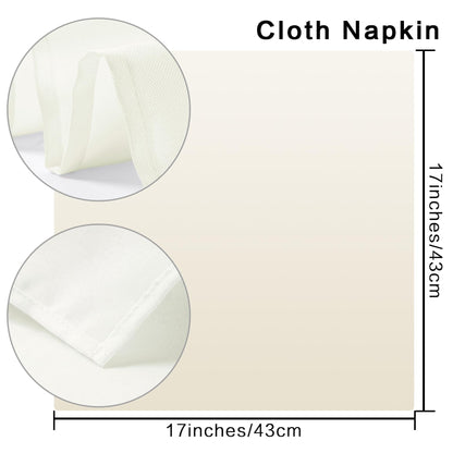 Bailarina Cloth Napkins Set of 120,17x17 inches Dinner Napkins Cloth Washable,Polyester Square Table Cloth Napkin Bulk with Hemmed Edges Ideal for Banquets, Parties and Weddings-Ivory