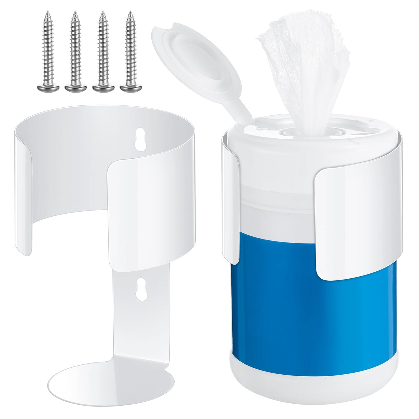 Maxcheck 2 Pcs Wall Mount Wipe Holder Heavy Duty Wall Bracket White Container Dispenser Rack for Makeup Remover Wipes in Rooms Home Office Restroom