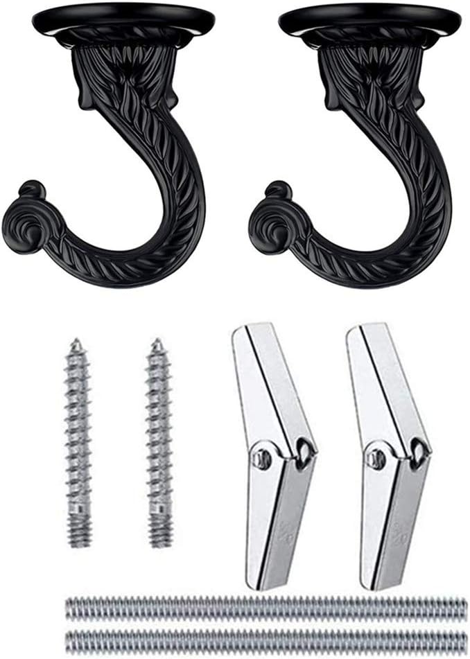 2 Sets 55mm/2.17" Heavy Duty Ceiling Hooks, Metal Ceiling Hooks with Hardware for Hanging Plants and Chandeliers