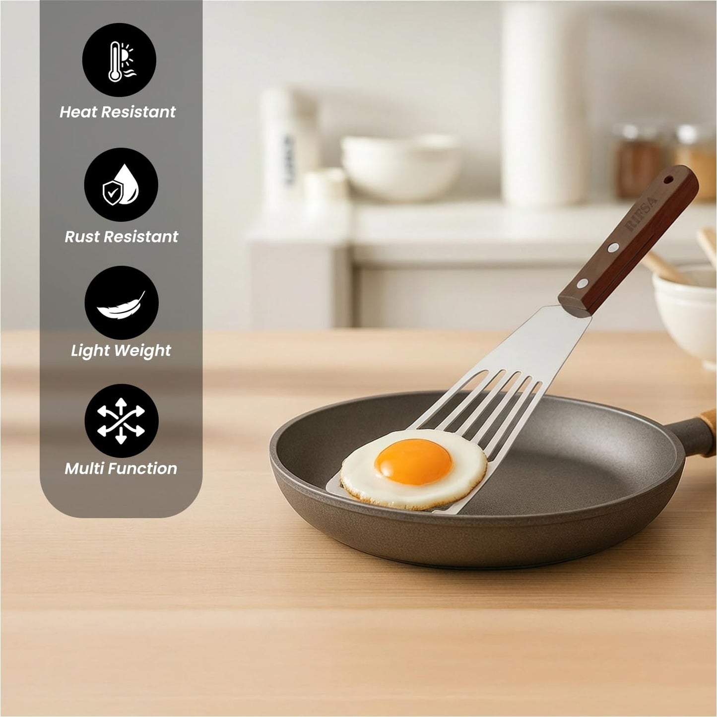 Fish Spatula Stainless Steel Pack of 2 | Slotted Fish Turners for Nonstick Cookware Elegant Silver Blade with Natural Walnut Wooden Handle, 11” Flexible Spatula for Home & Professional Cooking