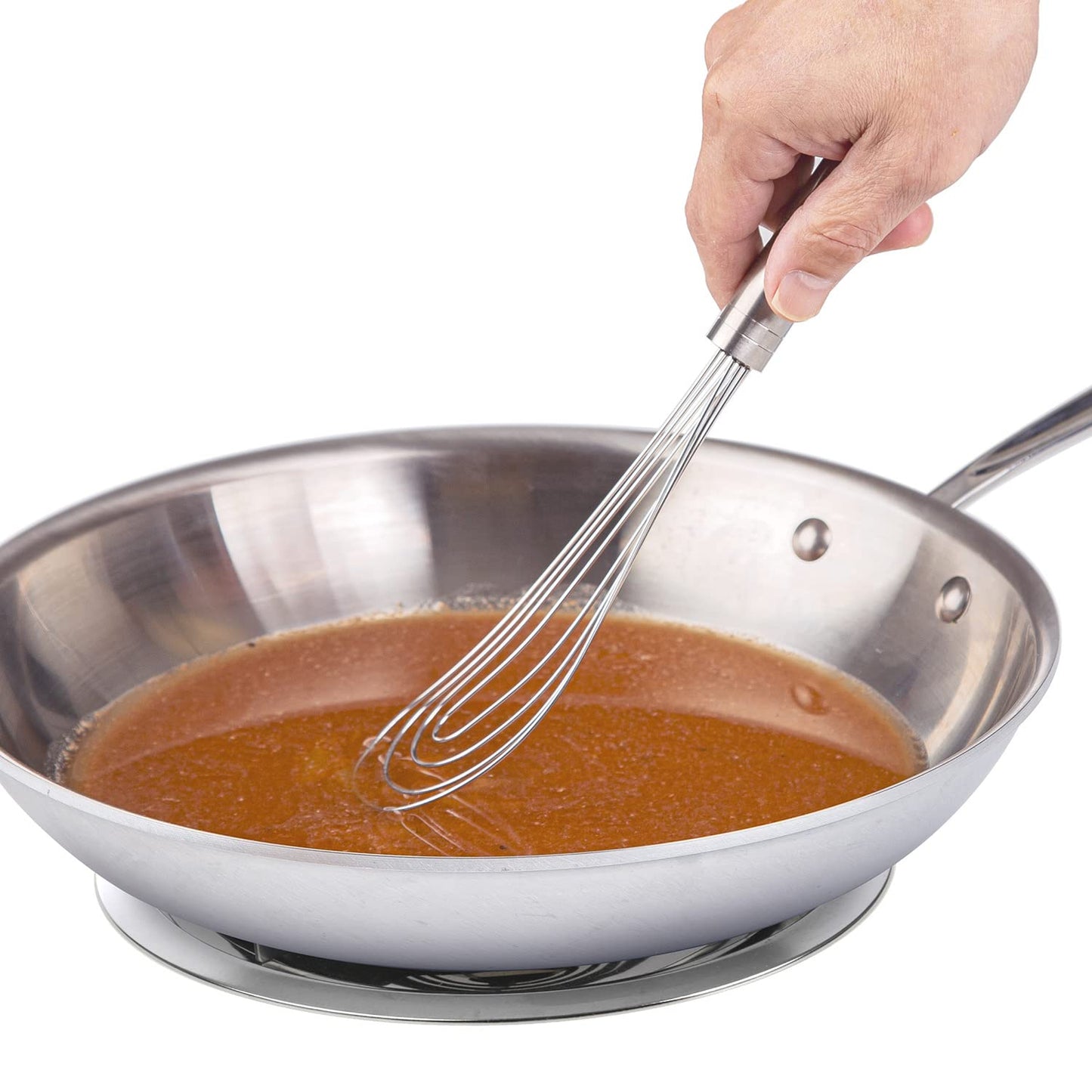 PrepWorks 10 Inch Fat Whisk - Stainless Steel Whisk for Mixing, Beating, and Stirring Sauces, Batter, and More