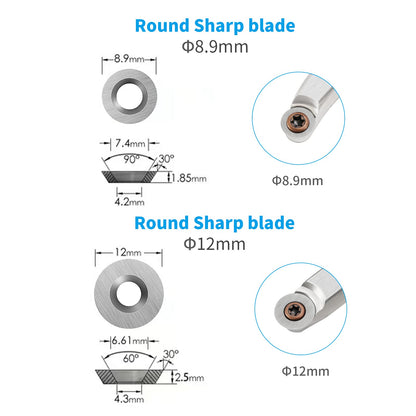 DEEFIINE 18 Pieces Tungsten Carbide Cutters Inserts Set for Wood Lathe Turning Tools Include 11 mm Square with Radius, 12 mm and 8.9 mm Round, 30 x 10 mm Diamond with Pointed Point,6 Pieces screws.