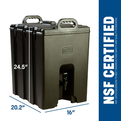 Carlisle FoodService Products Cateraide Insulated Beverage Dispenser with Handles for Catering, Events, Kitchens, and Restaurants, Plastic, 10 Gallons, Black