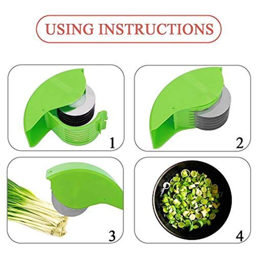 Herb Roller Mincer, AOZBZ Manual Hand Scallion Chive Mint Cutter with 6 Stainless Steel Blade Kitchen vegetable chop