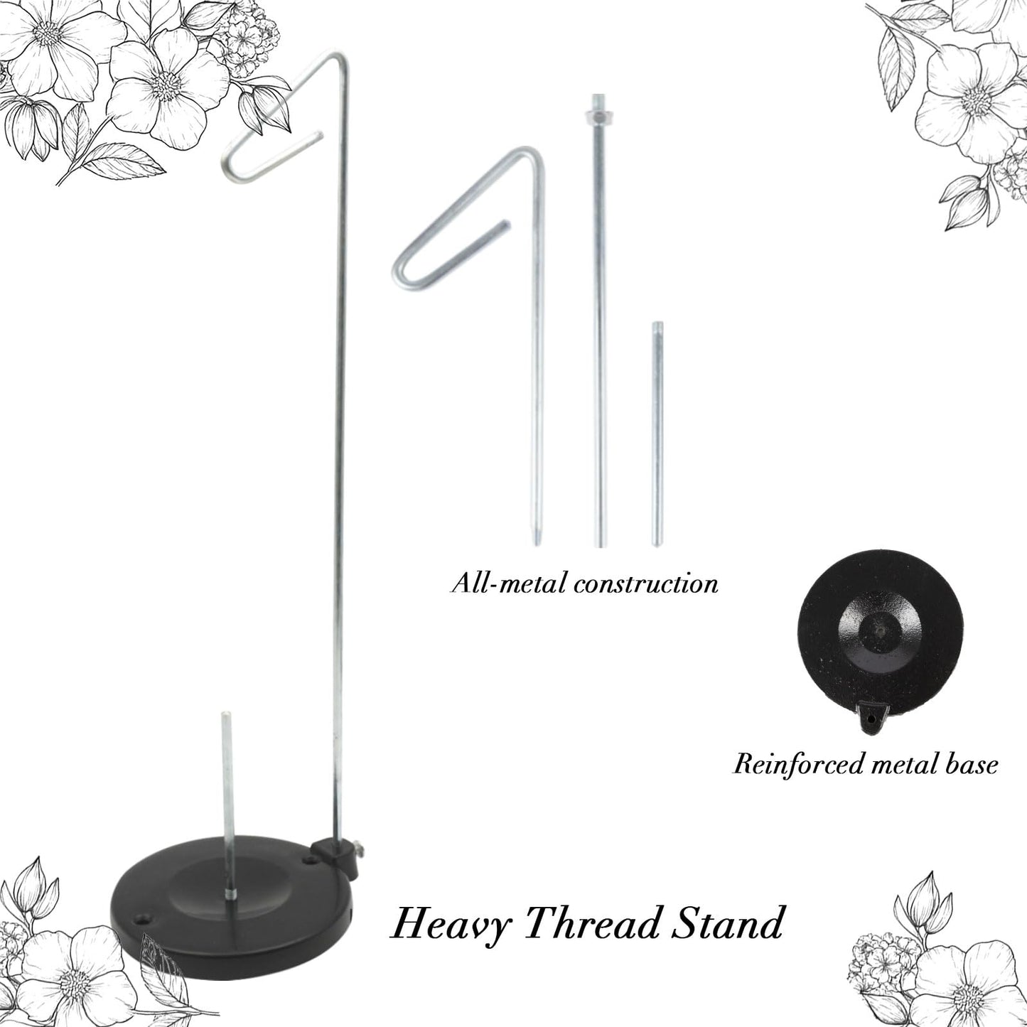 Apvok Single Thread Stand Large Spool Holder Cone Thread Stand Spool Holder for Sewing Machine Ensures Smoother Feed-Sewing Or Quilting Thread Holder Or Stand with Heavy Cast Iron Base
