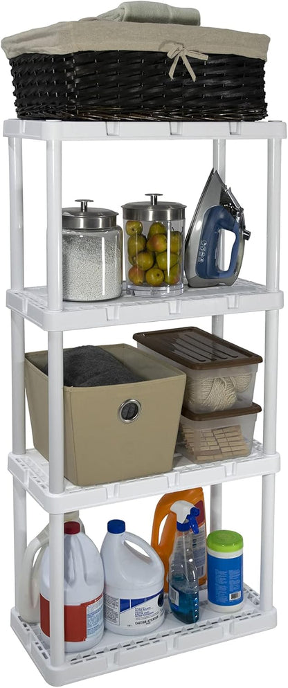 Gracious Living 4 Shelf Knect-A-Shelf Solid Light Duty Storage Unit - 12 x 24 x 48 Organizer for Home, Garage, Basement