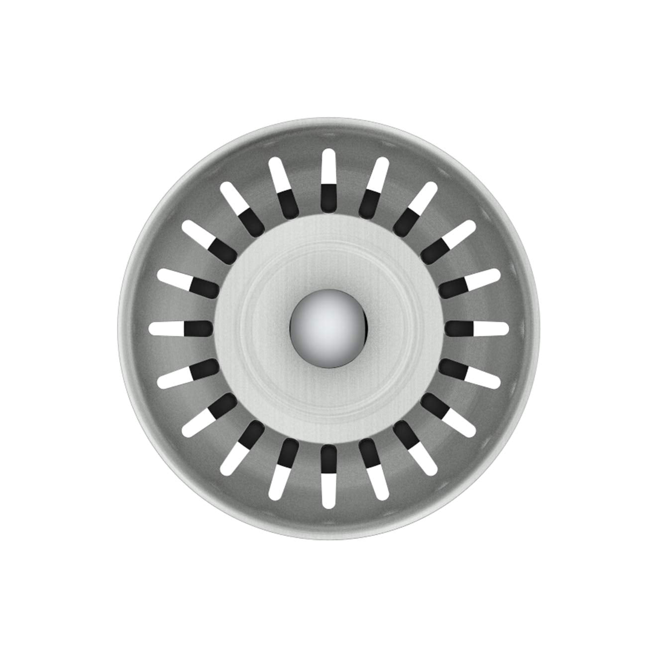 KANARY Kitchen Sink Basket Strainer Replacement for Standard Drains (3-1/2 Inch) Stainless Steel Body with Rubber Stopper (Pack of 2, Stianless Steel)