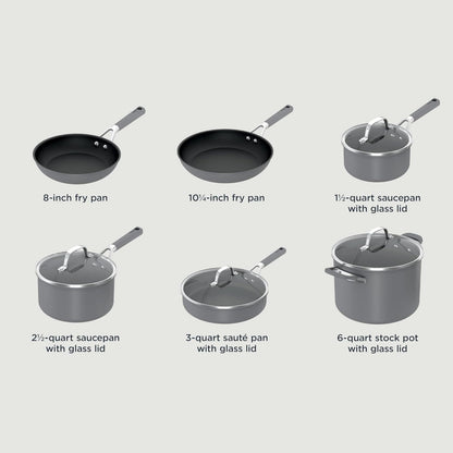 Ninja NeverStick Professional Hard-Anodized 10 Piece Pots & Pans Set, Nonstick Cookware Set, Durable, Oven Safe to 500°F, Slate Grey, C39500