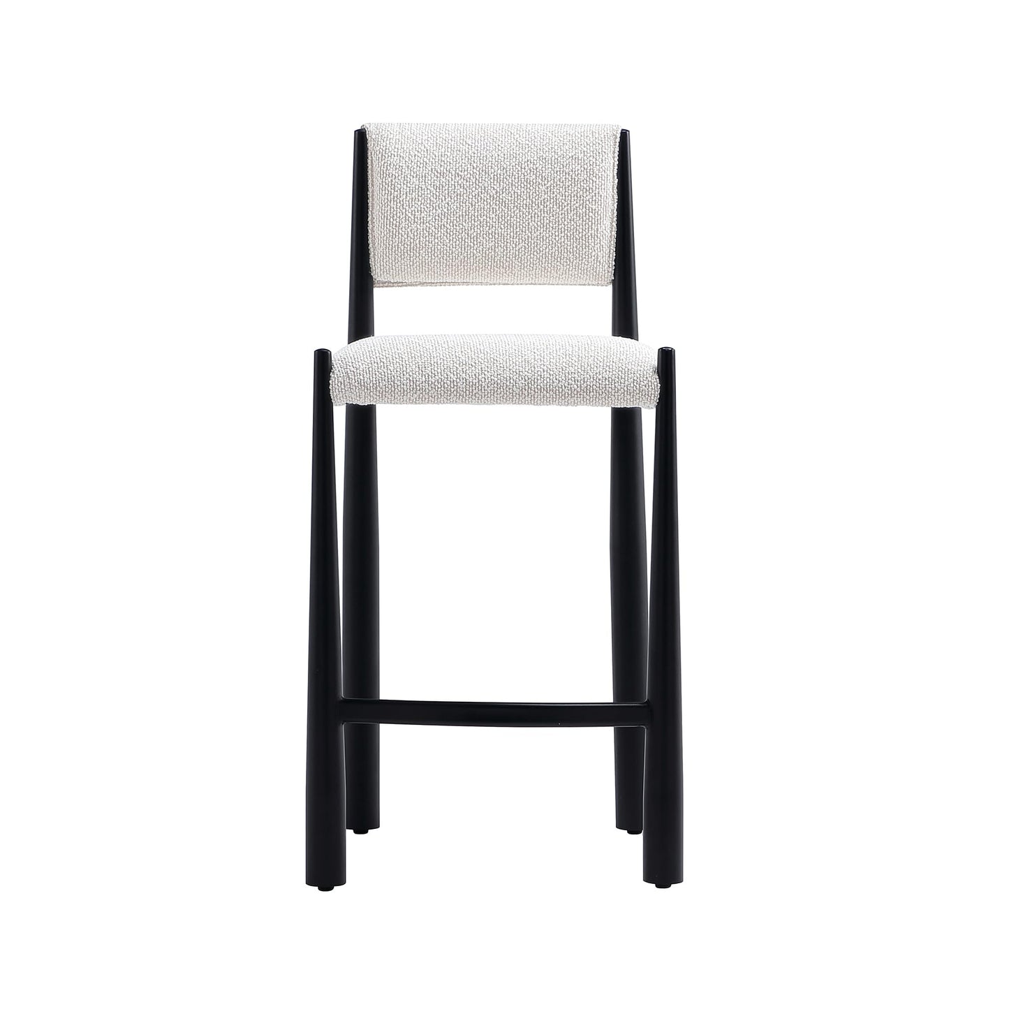 Manhattan Comfort Lennor Counter Height Stools for Kitchen and Dining Room, Upholstered in Boucle Fabric, Island Chairs with Metal Frame, Padded Backrest, Fully Assembled Furniture, Cream