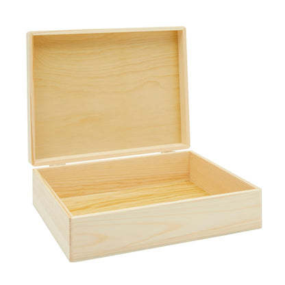 Bright Creations Unfinished Wooden Storage Box - 9 x 12 x 3.3 In, Paulownia Wood, Hinged Lid - Jewelry Box & Craft Storage - Paintable Chest for DIY Projects
