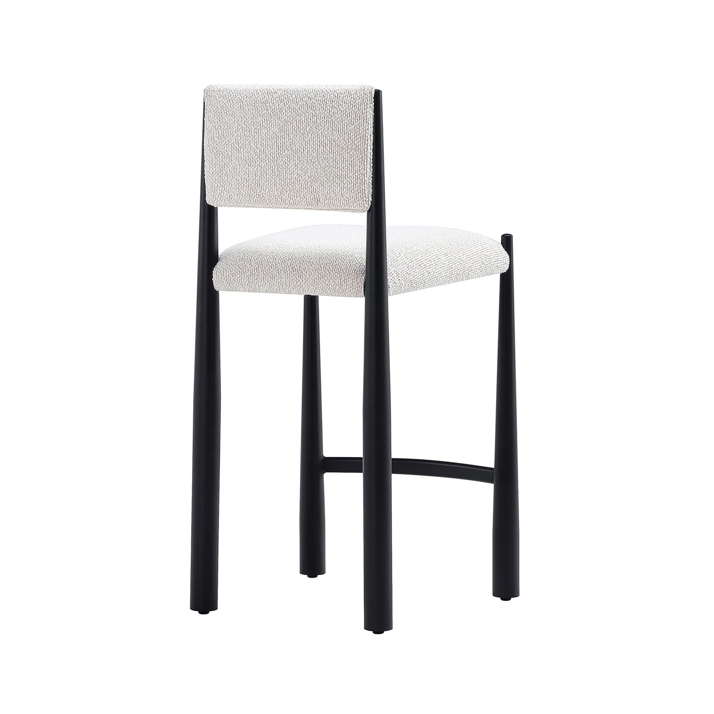 Manhattan Comfort Lennor Counter Height Stools for Kitchen and Dining Room, Upholstered in Boucle Fabric, Island Chairs with Metal Frame, Padded Backrest, Fully Assembled Furniture, Cream