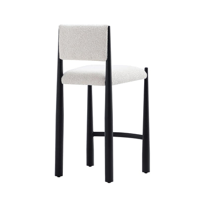 Manhattan Comfort Lennor Counter Height Stools for Kitchen and Dining Room, Upholstered in Boucle Fabric, Island Chairs with Metal Frame, Padded Backrest, Fully Assembled Furniture, Cream