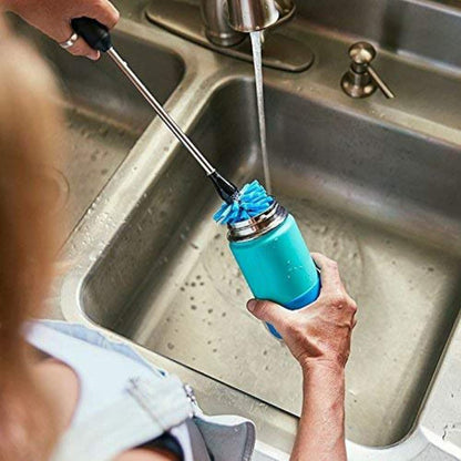 NuRich Long Bottle Brush for Water Bottles - Heavy Duty Stainless Steel Cleaning Brush with Non-Slip Grip, Compatible with Hydro Flask, Yeti, Nalgene, Owala & More Reusable Bottles