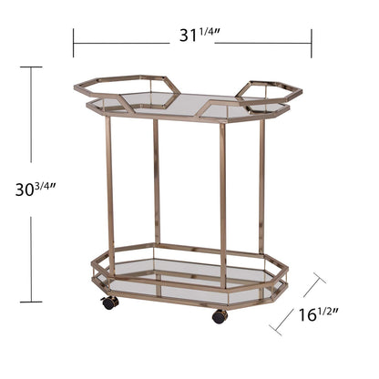 SEI Furniture Ari Art serving cart, Champagne with mirror (AMZ1102ZH)