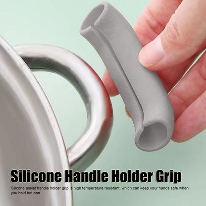 2 Pieces Silicone Hot Handle Holder, Non Slip Pot Holders Cover Assist Hot Pan Handle Rubber Heat Pot Sleeve Grip Cookware Handle for Frying Cast Iron Skillet Metal Pan (Gray)