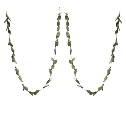 Glaciart One Felt Leaves Garland (2Pcs) - Faux Greenery for Living Room, Bedroom - Natural New Zealand Wool, Hand Felted in Nepal - Suitable for Christmas, Thanksgiving, Wedding Decorations - 6ft.