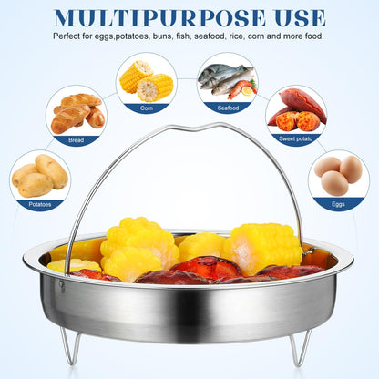 CALLARON Stainless Steel Basket, 7inch Vegetable Basket, Metal Multifunctional Cooker Steamers with Handle, Universal Pot Insert for Seafood, Dumplings, Dishwasher Safe