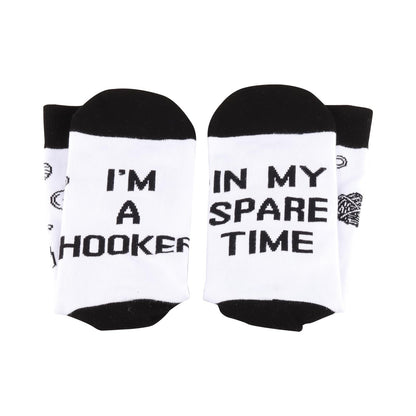 Crochet Gift crocheting Lover Gift I'M A Hooker In My Spare Time Novelty Knitting Crochet Socks Gift for Knitters (US, Alpha, One Size, Regular, Regular, I'M A Hooker)
