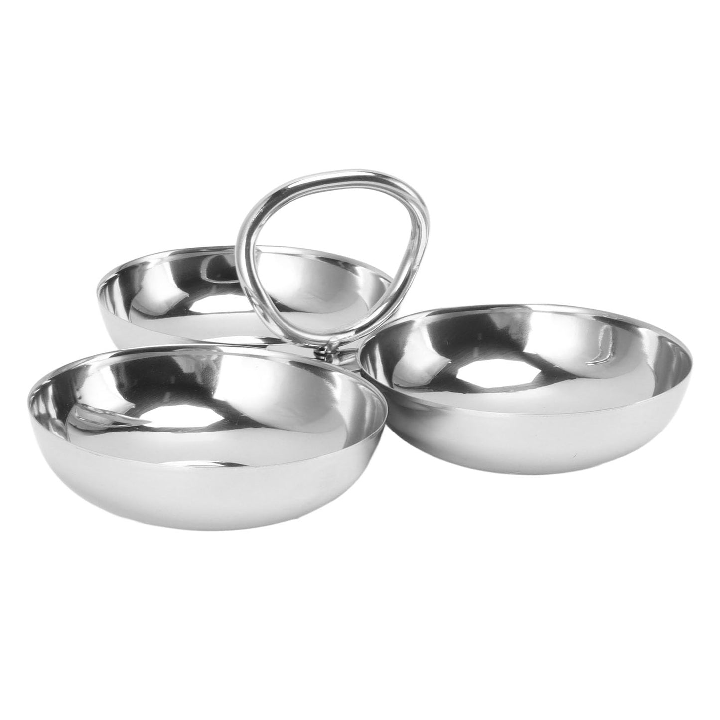 Fdit Snack Bowl Fruit Plate, 3 in 1 Portable 304 Stainless Steel Snack Plate for Candy for Home for Barbecue for Fruit (12)
