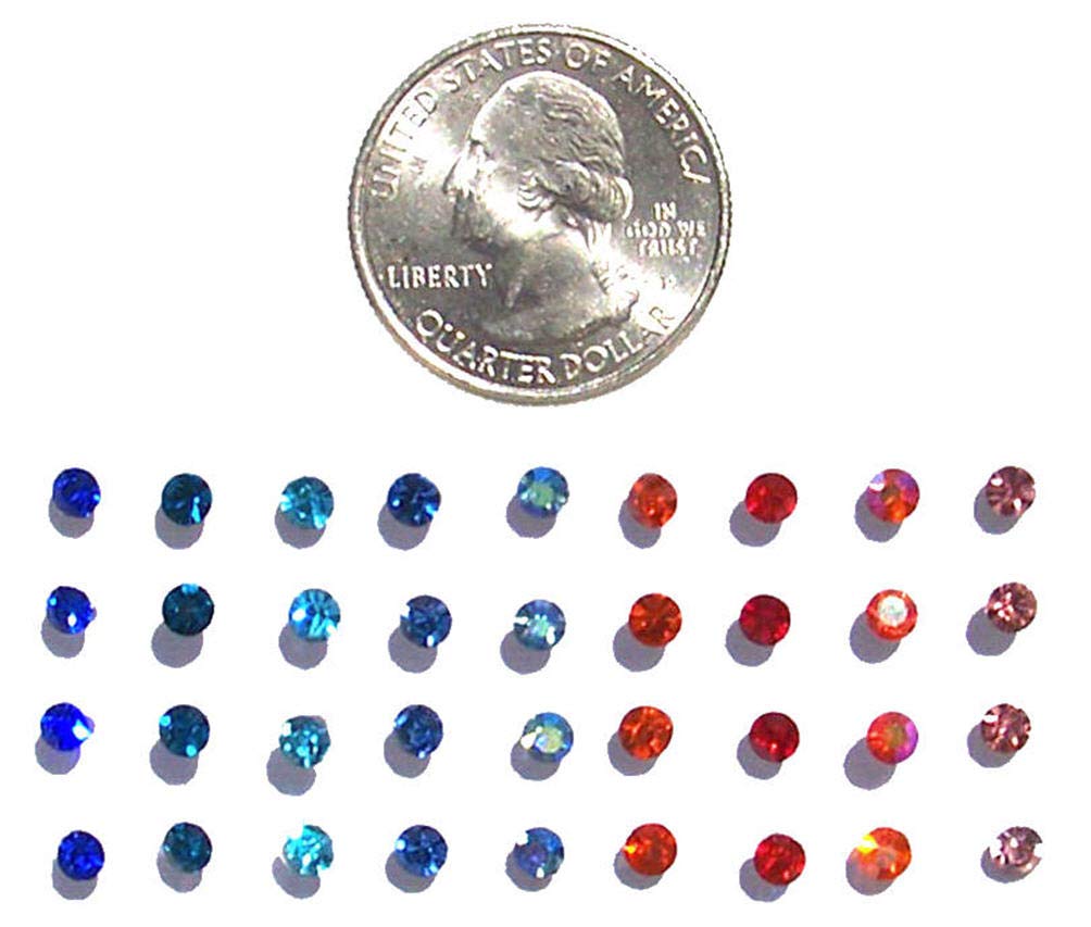 Set of 36 or 72 1/8 Crystal Stud Hypoallergenic Earrings; 18 or 36 Pairs on Plastic Posts