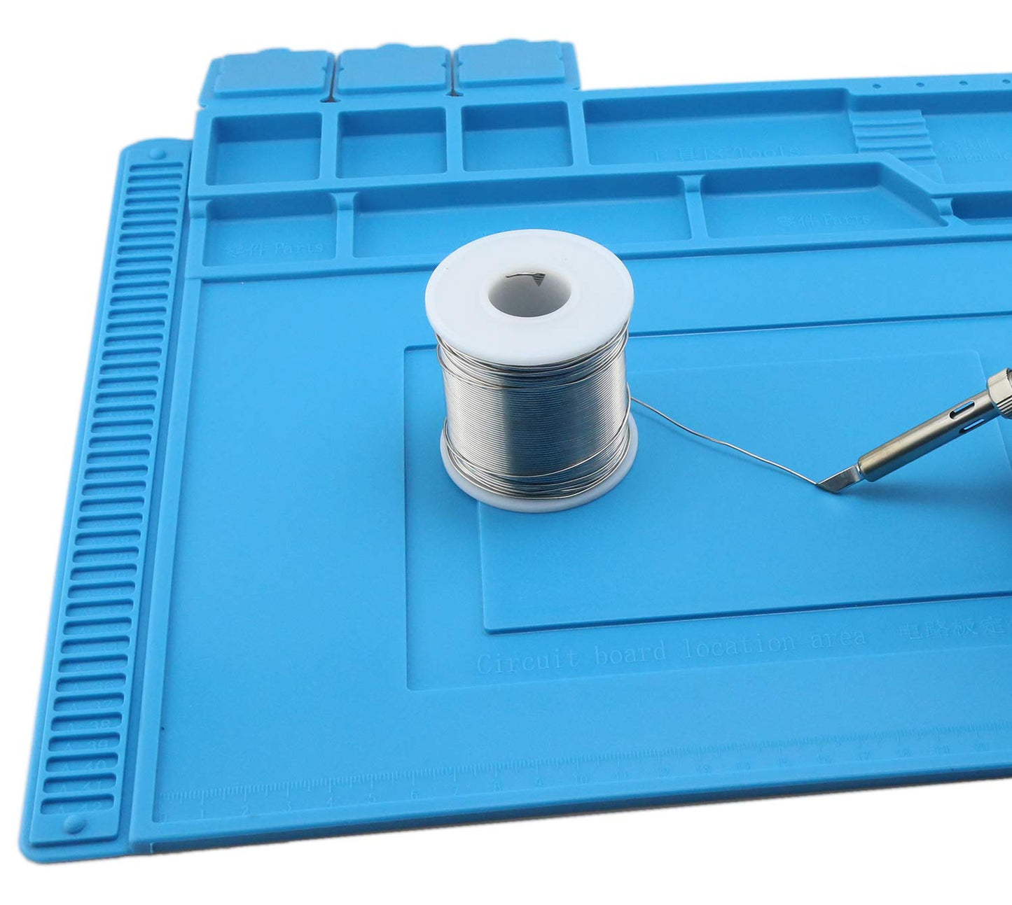 DEYUE Silicone Repair Mat (17.7 x 11.8 Inches, 45 x 30 cm) with Scale Ruler and Screw Position, Soldering Anti-Static, Anti-Corrosion, Heat Resistant Pad for Soldering Electronics, Smartphone