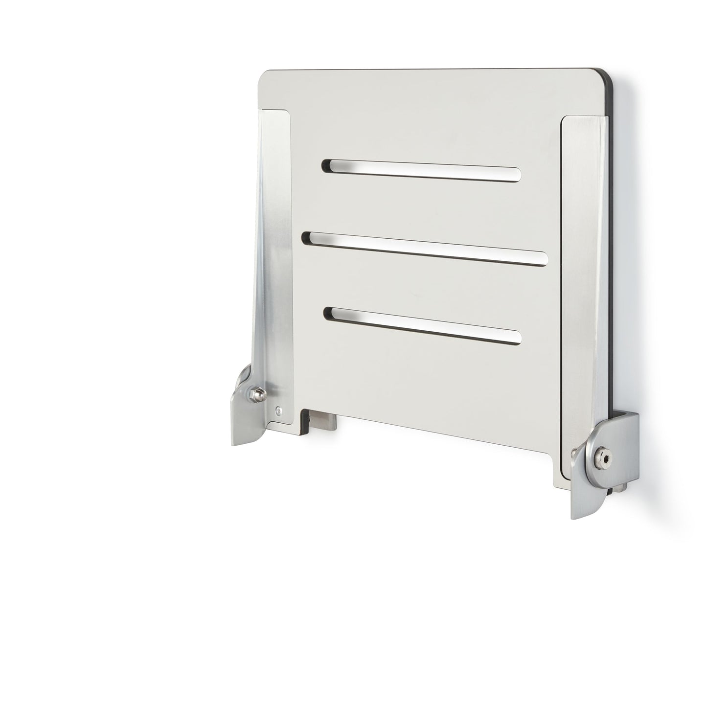 Seachrome 18 inch Silhouette Slimline Folding Wall Mount Shower Bench Seat, Light Gray Seat with Silver Frame