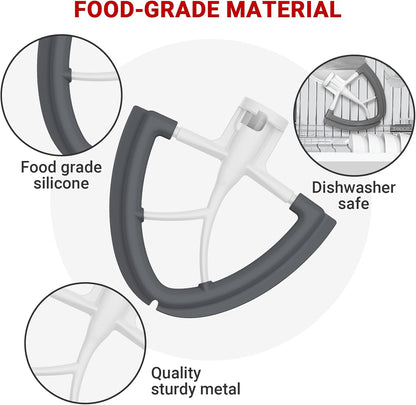 Flex Edge Beater for KitchenAid, 4.5-5 Quart Mixer Attachments, Pouring Shield & Flex Edge Beater