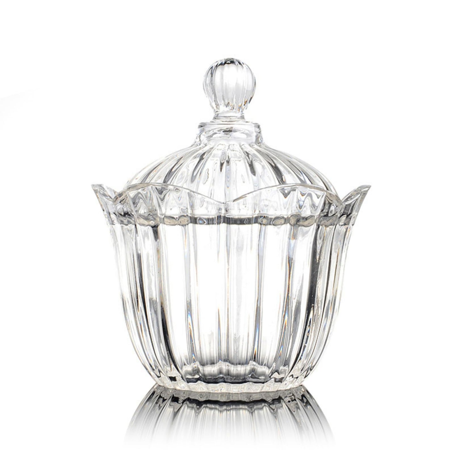 28 oz Large Glass Candy Dish with Lids Crystal Glass Candy Jar Home Decor Covered Wedding Buffet Jewelry Box Cookie Jar Biscuit Containers for Snacks Office Desk Party Coffee Beans (Transparent)