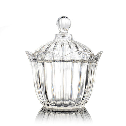 28 oz Large Glass Candy Dish with Lids Crystal Glass Candy Jar Home Decor Covered Wedding Buffet Jewelry Box Cookie Jar Biscuit Containers for Snacks Office Desk Party Coffee Beans (Transparent)