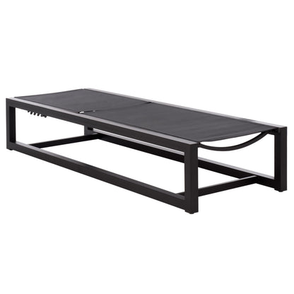 SAFAVIEH Outdoor Patio Furniture Collection – Logan Black & Black Aluminum Lounger, Adjustable Modern Outdoor Reclining Chaise (PAT7561A)