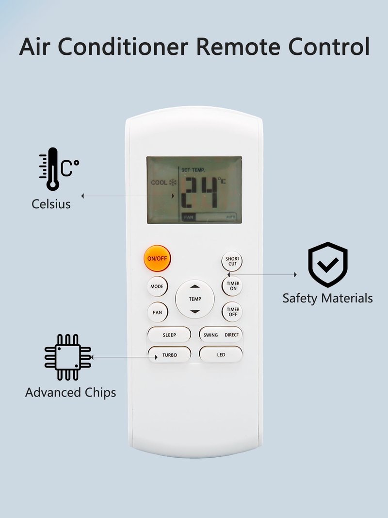 Fayelume Replacement Remote Control, Air Conditioner Remote Control, Compatible with R57 Series and RG57 Series Remotes R57B1/BGE, RG57/BGE, RG57A/BGE, RG57A1(B)/BGE, etc (Batteries Not Included)