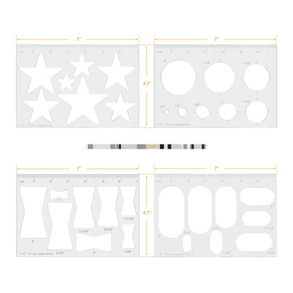 Pack of 2 Router Jig Template,Butterfly Inlay Templates Decorative Router and Decorative Templates for Woodworking (Circle Star 2 Piece)