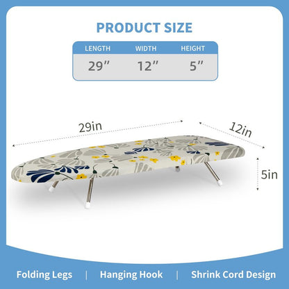 Slieton Tabletop Ironing Board 12"x29" – Portable Folding Ironing Board with Thick Felt Padding, Heat-Resistant Cover, Stainless Steel Legs, Compact & Space-Saving Design (Dandelion)