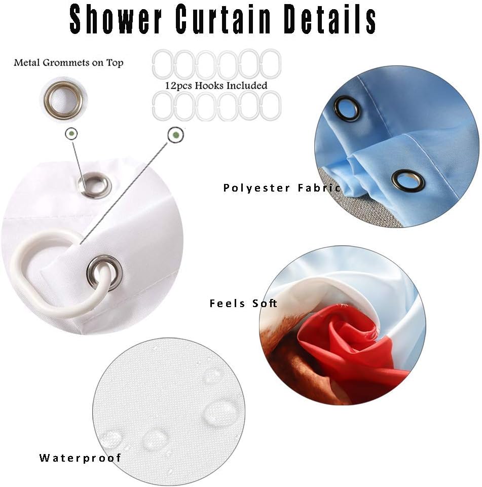 Animal Dinosaur Fabric Shower Curtain, Waterproof Polyester Fabric Bathroom Set with Hooks, 72x72IN