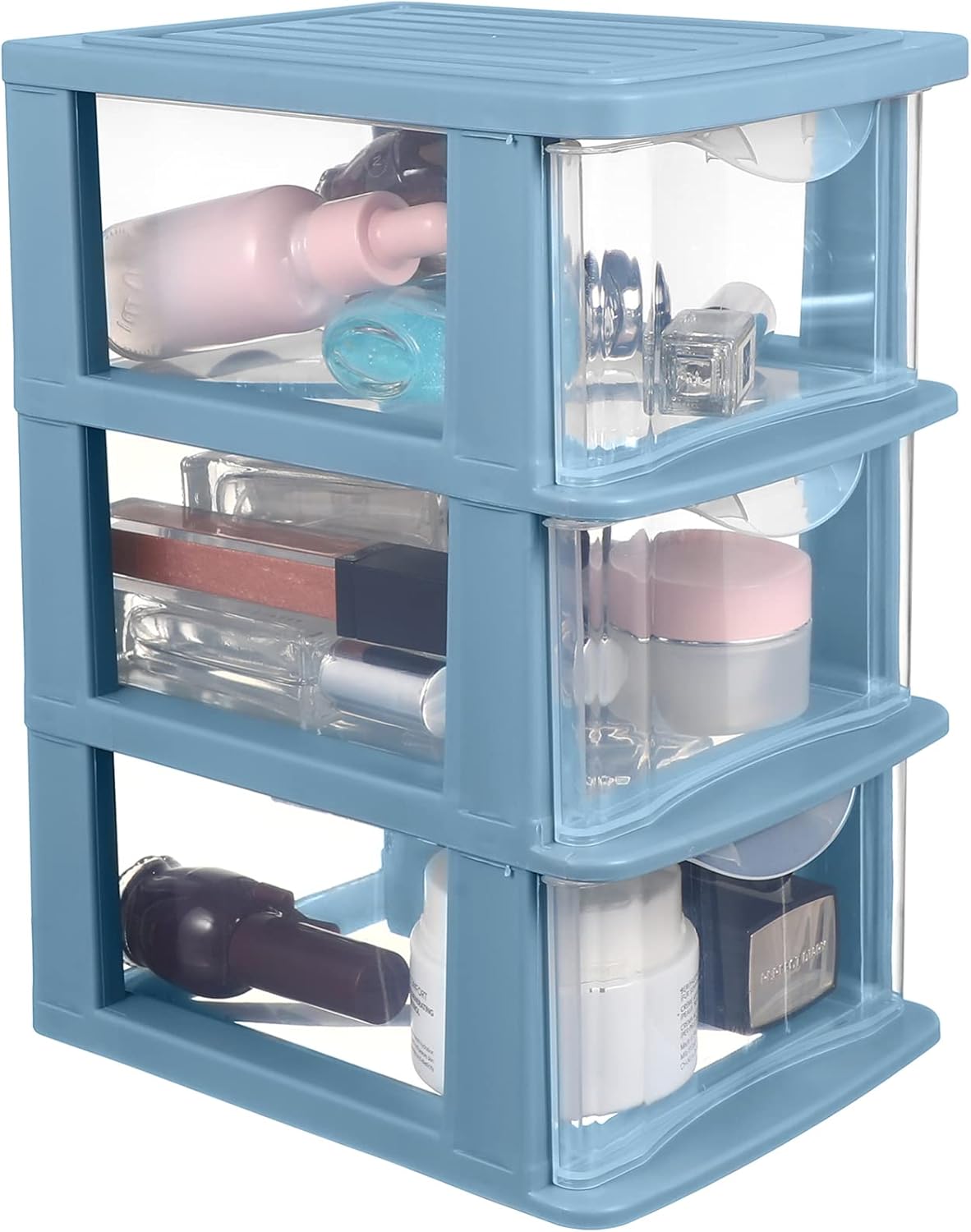 Zerodeko 3 Drawers Plastic Organizer Storage, Clear 3-Drawer Desktop Unit for Arts and Crafts