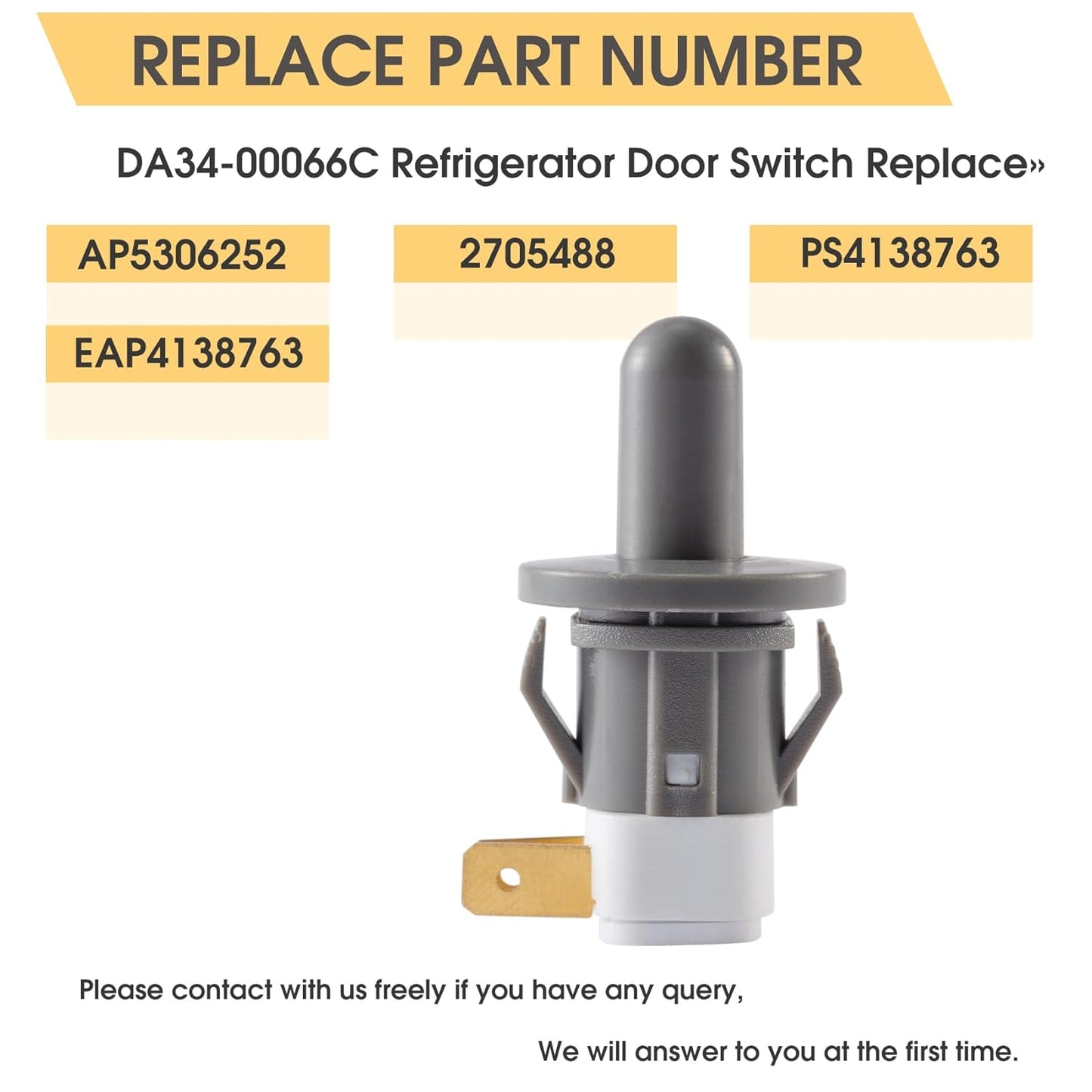 DA34-00066C Refrigerator Door Switch, Compatible with Samsung Bottom-Mount Door Light Switch 2705488, AP5306252