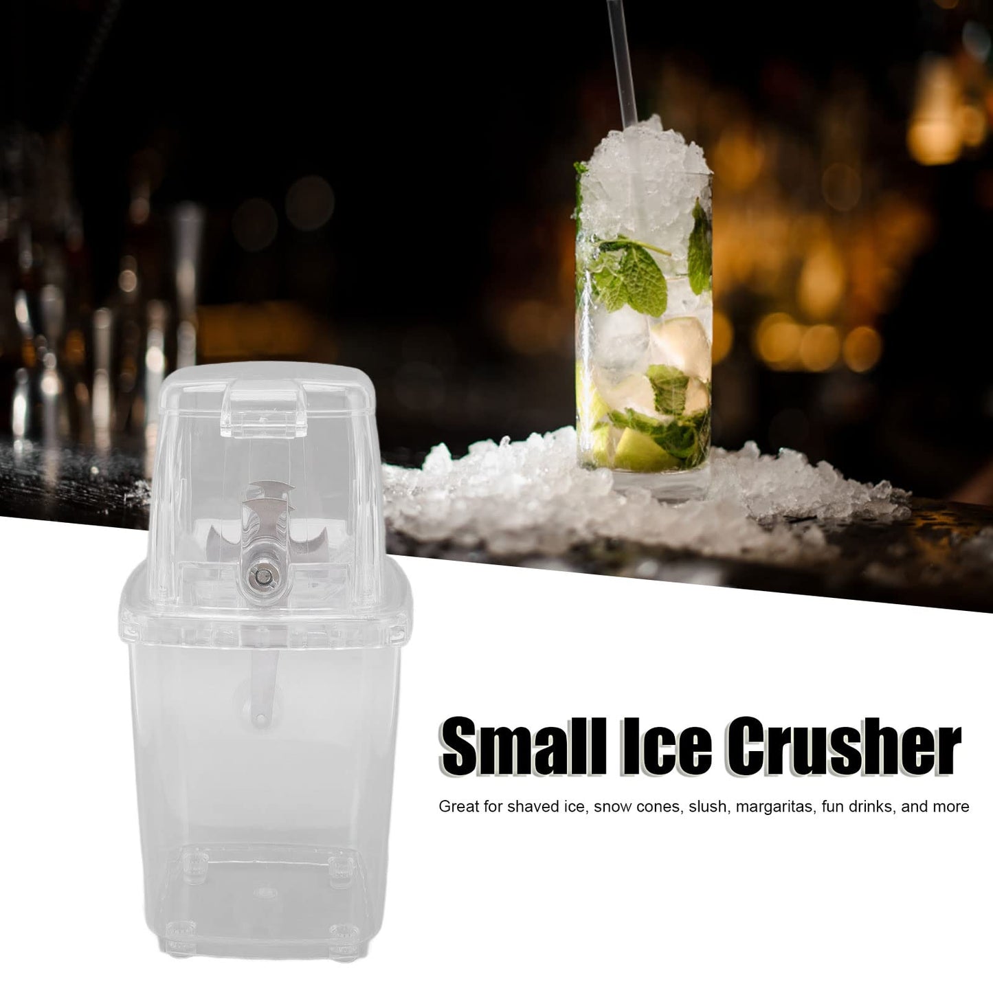Manual Ice Crusher, Portable Ice Crusher Hand Crank Ices Ice Shaver and Snow Cone Machine Manual Ices Grinder IceChopper for Fast Coarse(Transparent)