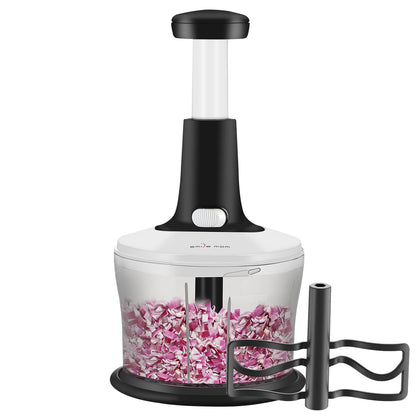 Smile mom Vegetable Chopper Food Chopper, Quick Hand Press Chopper Dicer, Pro Food Cutter, Easy to Chop Vegetables, Fruits, Herbs, Salsa, Puree, Pesto, ABS Food Grade Material 1.2L White