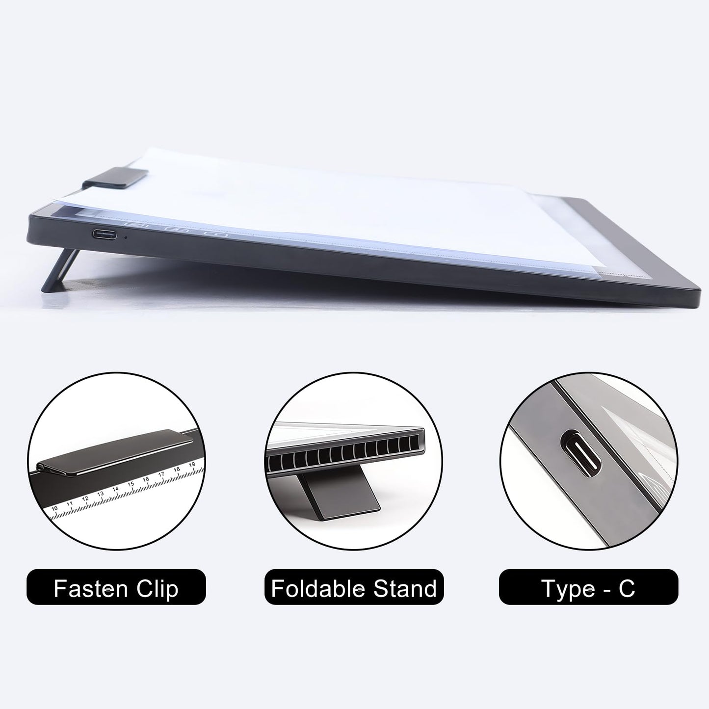 Fiqiuuiid A4 Rechargeable LED Light Pad, Tracing Light Box with 6-Level Dimmable & Light Guide artboard, Diamond Painting Light Board with Stand and Top Clip, Cordless Lightbox with Carrying Case