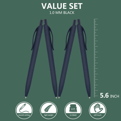 Deegtran 100 Pack No Bleed Blue Barrel Click Pens, Wholesale Retractable Ballpoint Pens, Medium Point, Smooth Ink, 1.0MM Black Ink