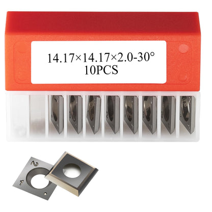 14.17mm Square Straight Carbide Inserts Knives 14.17x14.17x2mm Carbide Cutters for Wood Turning Lathe Tool or Woodworking Spiral Helical Cutter Head 10Pcs